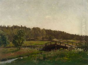 Niittypuron yli johtava silta by Hjalmar Munsterhjelm