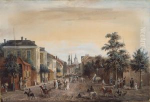 Street in Stockholm (Drottninggatan) by Elias Martin