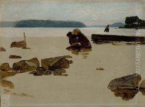 Open Sea off Haikko, study for Boys Playing on the Shore by Albert Edelfelt