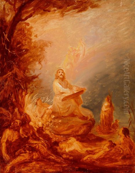 Vainamoinen Playing the Kantele, sketch - view 1