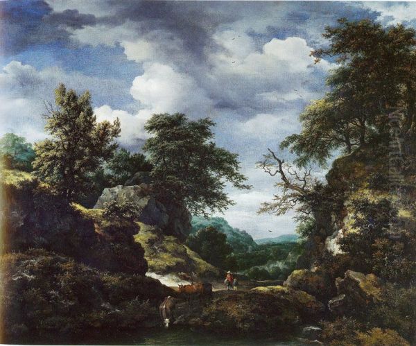 Hilly Wooded Landscape with Castle - view 1