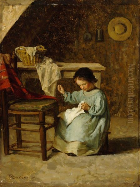 Girl Sewing - view 1