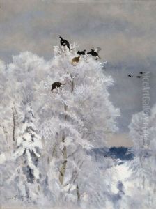 Black Grouse in a Treetop by Bruno Andreas Liljefors