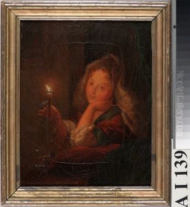 Nuori tytto kynttila kadessa, kopio Gottfried Schalckerin mukaan