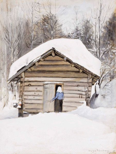 Old Woman at the Sauna Door - view 1