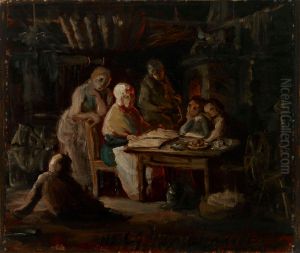 Sunnuntai-ilta isoaidin luona (Isoaidin syntymapaiva), luonnos Sunnuntai-ilta isoaidin luona (Isoaidin syntymapaiva), luonnos