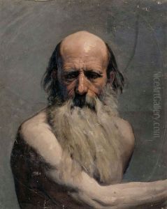 Vanhan miehen puolivartalokuva (akatemiaharjoitelma) by Adolf von Becker