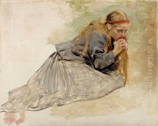 Mary Magdalene Kneeling, Study for the Christ and Mary Magdalene - view 1