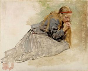 Mary Magdalene Kneeling, Study for the Christ and Mary Magdalene by Albert Edelfelt