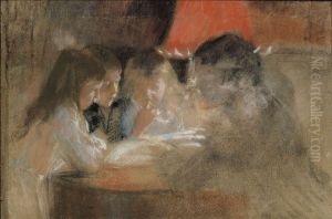 The Brandt Family Children (By the Lamp) by Albert Edelfelt