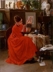 Interior with Vase Painter by Severin Falkman