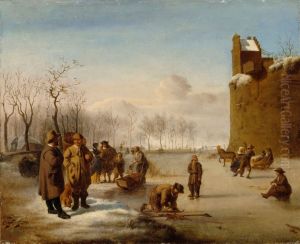 Luistelijoita, kopio Adriaen van de Velden mukaan by Ida Silfverberg