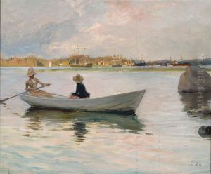 Girls in a Rowing Boat by Albert Edelfelt