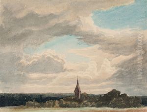 Steeple in a Landscape in Odenthal, Study