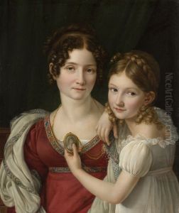 Portratt av en mor med sin dotter by Henri-Francois Riesener