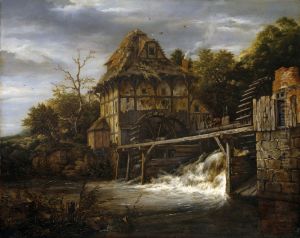 Two Undershot Watermills with Men Opening a Sluice by Jacob Van Ruisdael