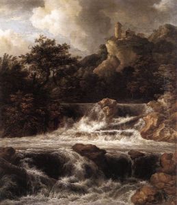 Waterfall with Castle Built on the Rock by Jacob Van Ruisdael