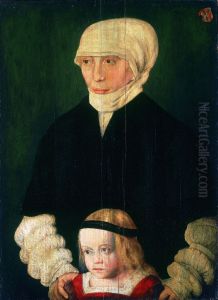 Portrait of Margaret Urmiller, nee Schwab, and Her Daughter by Barthel Beham