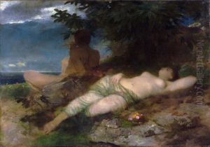 Nymph and Satyr by Arnold Bocklin