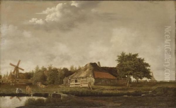 Landscape with a farmhouse surrounded by grassland - view 1