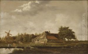 Landscape with a farmhouse surrounded by grassland by Govert Dircksz. Camphuysen