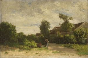 Village Road and Two Figures by Antoine Chintreuil