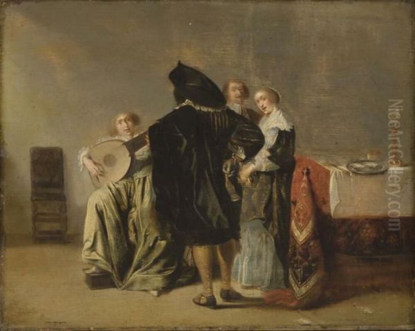 Elegant company playing music in an interior - view 1