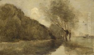 Landscape with a Stream and Willows near Gisors by Jean-Baptiste Camille Corot