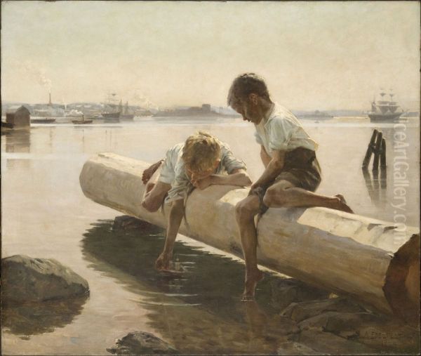 Two Boys on a Log (The Little Boat) - view 1