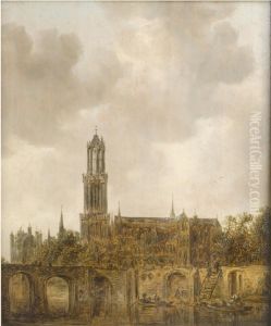 View of the Oudegracht and Dom church in Utrecht