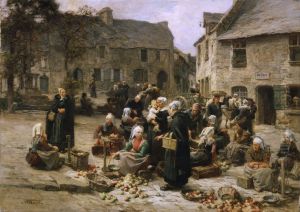Marche aux pommes deLanderneau by Leon Augustin Lhermitte