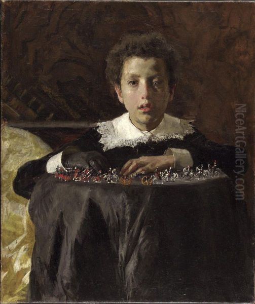 Boy with Toy Soldiers - view 1