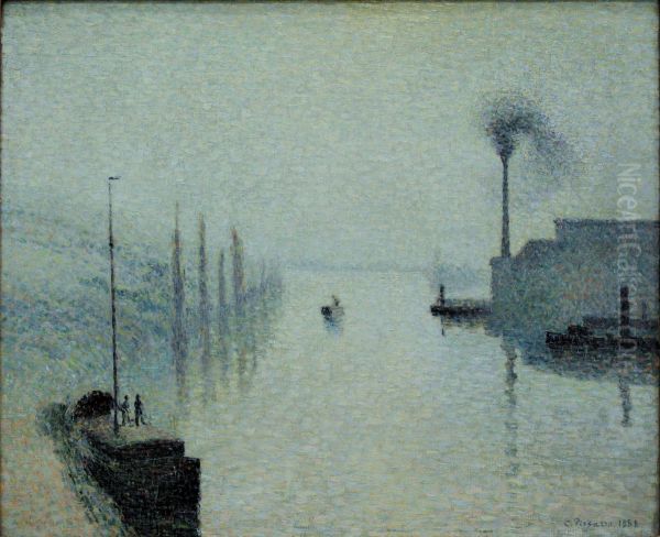 La Seine a Rouen, l'ile Lacroix, effet de brouillard - view 1