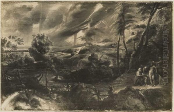 Stormy landscape with Philemon and Baucis - view 1