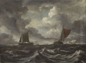 Zeilschepen op zee by Jacob Van Ruisdael