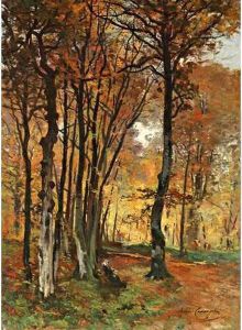 Theophile < Femmetricotant En Foret by Armand Theophile Cassagne