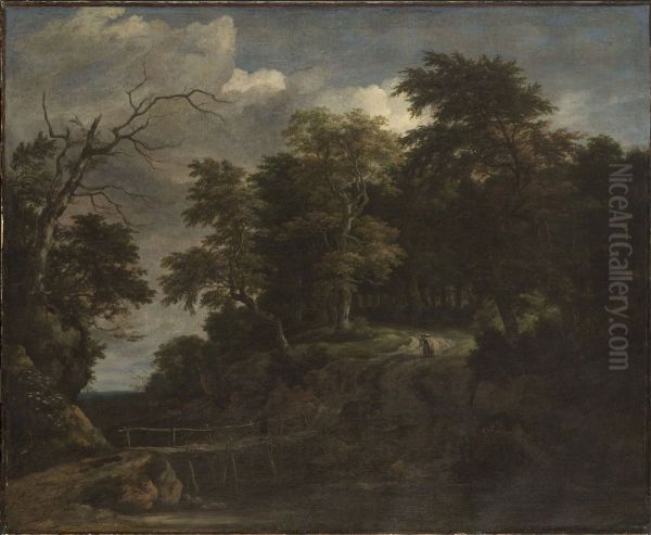 Landscape of a Forest with a Wooden Bridge - view 1