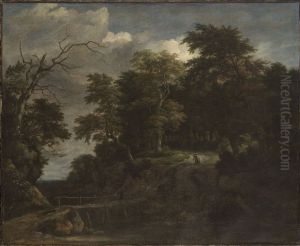 Landscape of a Forest with a Wooden Bridge Landscape of a Forest with a Wooden Bridge