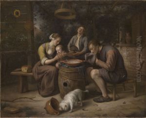 Family in prayer before a meal by Jan Steen