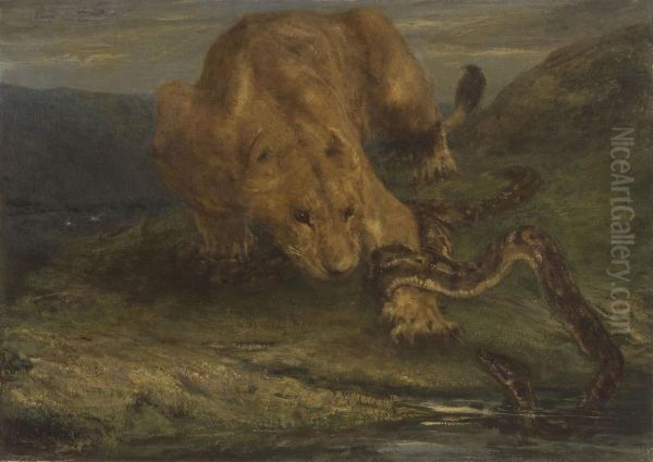 A Lioness and a Snake - view 1