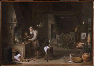 De alchemist in zijn werkplaats