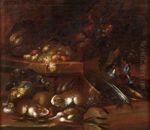 Natura Morta Di Fiori, Frutta E Vettovaglie Con Roditori