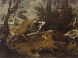 Wolfhounds and Two Foxes Wolfhounds and Two Foxes
