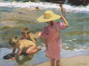 Ninos a la orilla del mar by Joaquin Sorolla