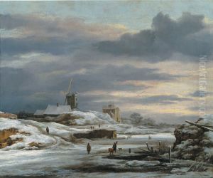 Winter Landscape with a Windmill by Jacob Van Ruisdael