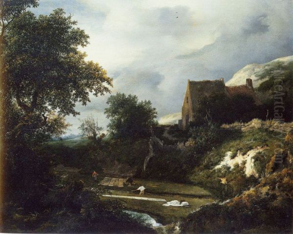 A Bleaching Ground in a Hollow by a Cottage - view 1