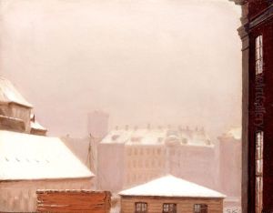 Copenhagen; Roofs under the Snow by Peder Severin Kroyer