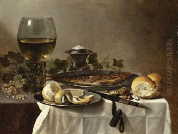 Still Life with Herring, Wine and Bread - view 1