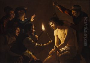 The mocking of Christ by Gerard van Honthorst