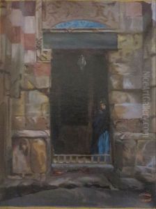 Arab Woman in a Doorway by Jean-Leon Gerome